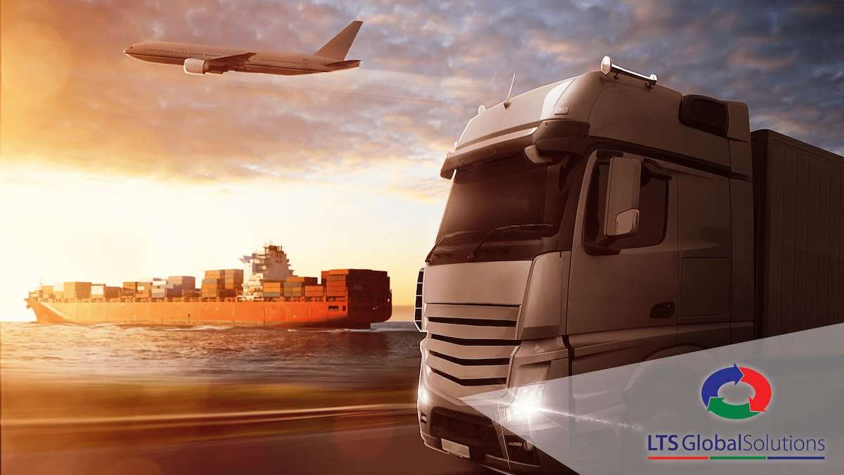 A ship, aeroplane and truck