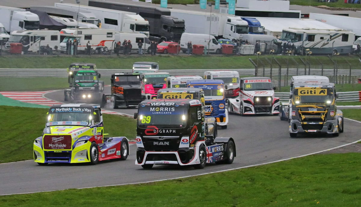 Trucks going round a track